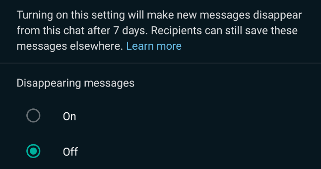 پیام های ناپدید شونده در واتساپ