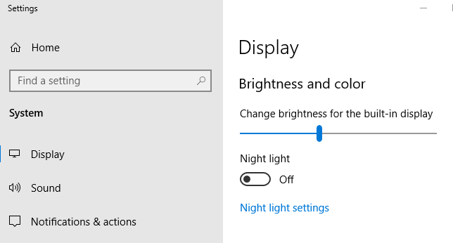 تنظیم روشنایی صفحه در تنظیمات ویندوز