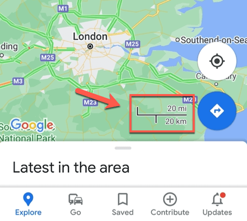 تغییر مقیاس فاصله در گوگل مپ